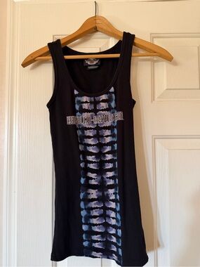 Harley-Davidson Black Tank with Blue Tie-Dye Center Panel